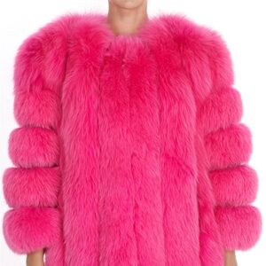 Luxurious Pink Fox Fur Coat